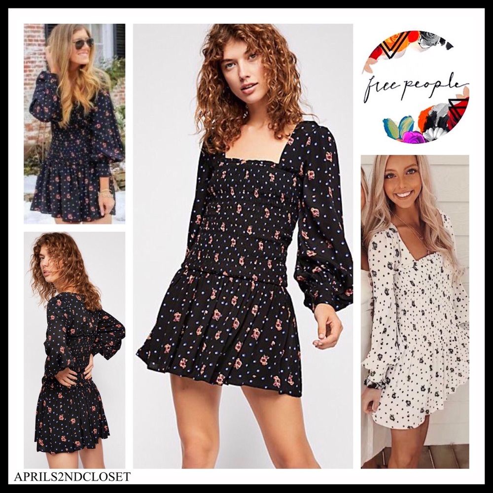 FREE PEOPLE BOHO FLOWY LONG SLEEVES MINI DRESS A2C - Picture 10 of 16